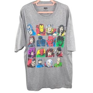Marvel Avengers Character Grid Graphic T Shirt Mens 2XLT Gray Short Sleeve Tee